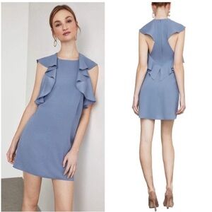 BCBG max azria misty blue ruffle sleeve dress